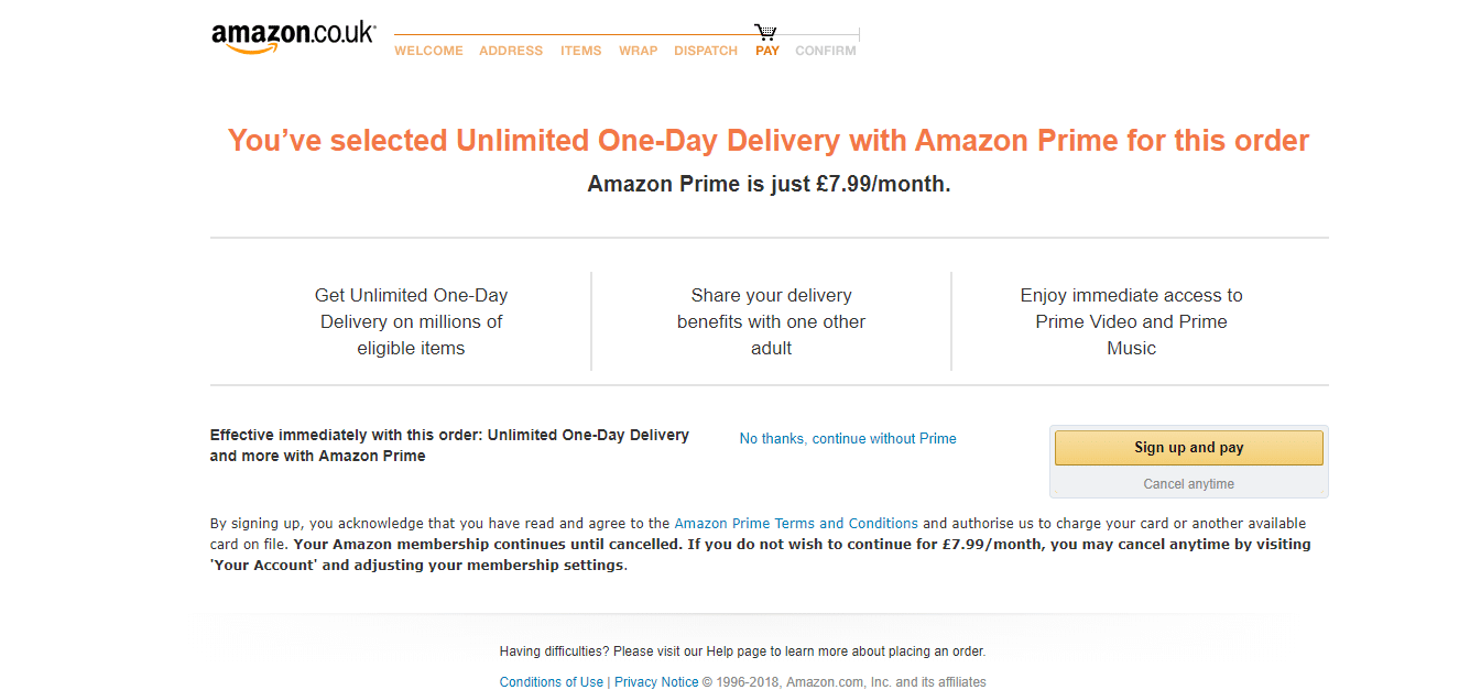 Amazon checkout
