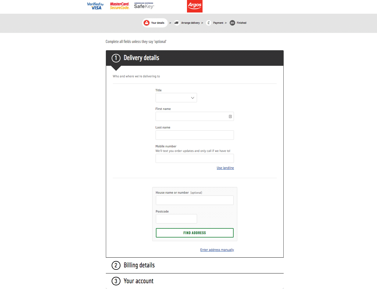 Short and clean ecommerce checkout form