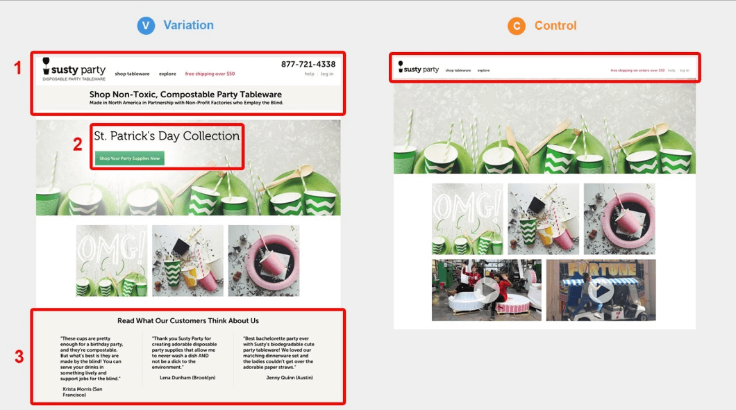 Susty's Party value proposition boosted their conversion rate by 250%