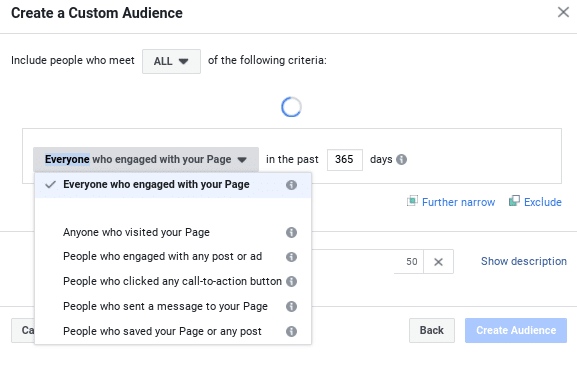Creating an audience from those who have engaged with your Facebook Business Page