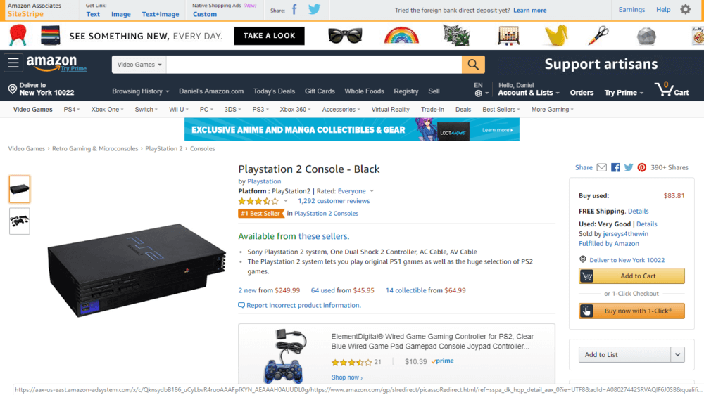Amazon includes a one-click purchase option on many of its product pages.