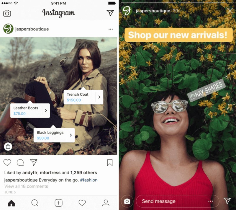 Product tags on Instagram post and stories