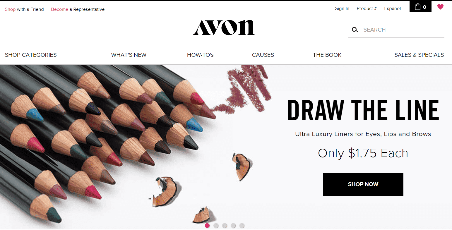 English version of Avon website