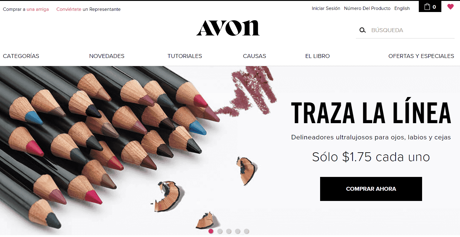 Spanish version of Avon website