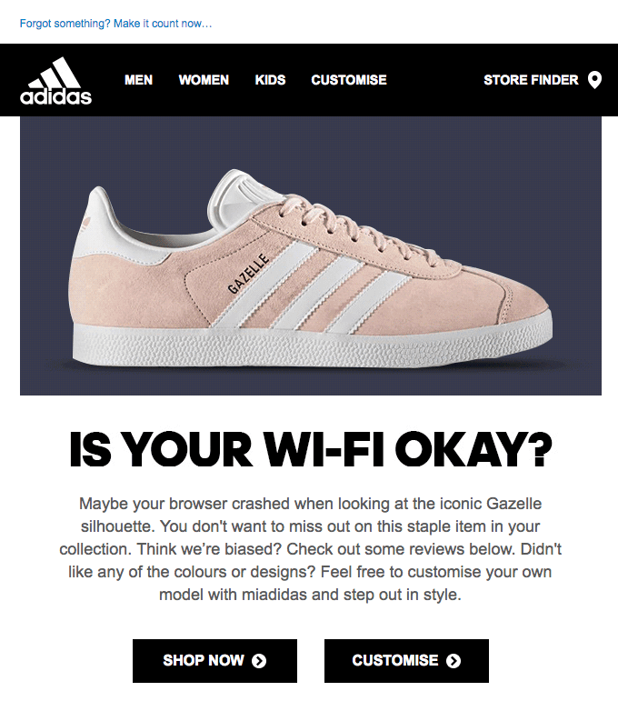 Adidas with their "Is your wifi okay" email 1