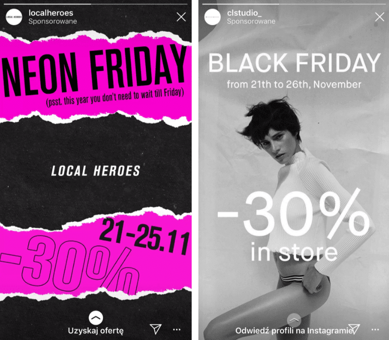 Local Heroes and CL Studio and their instastories about Black Friday