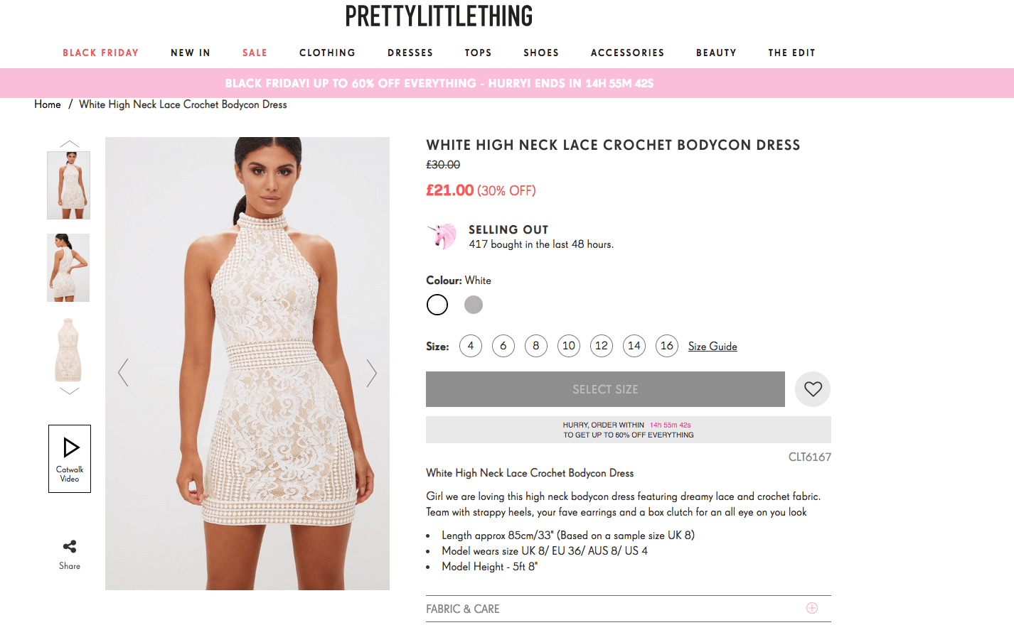 PrettyLittleThing with their selling out notification