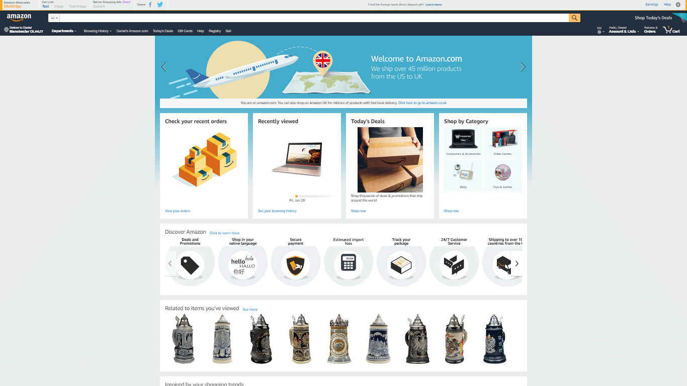 Amazon personalizes the homepage-1