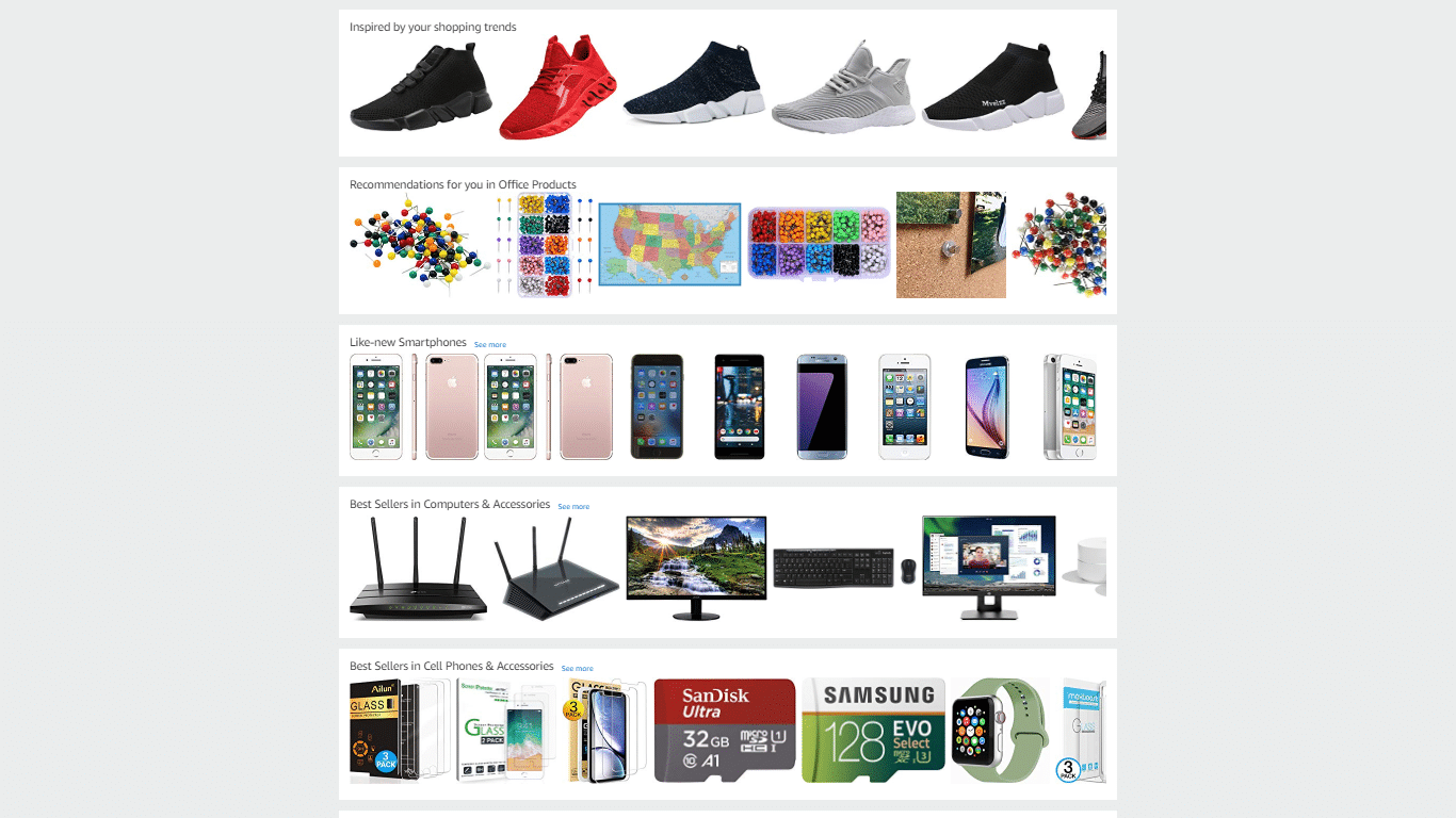 Amazon personalizes the homepage-2