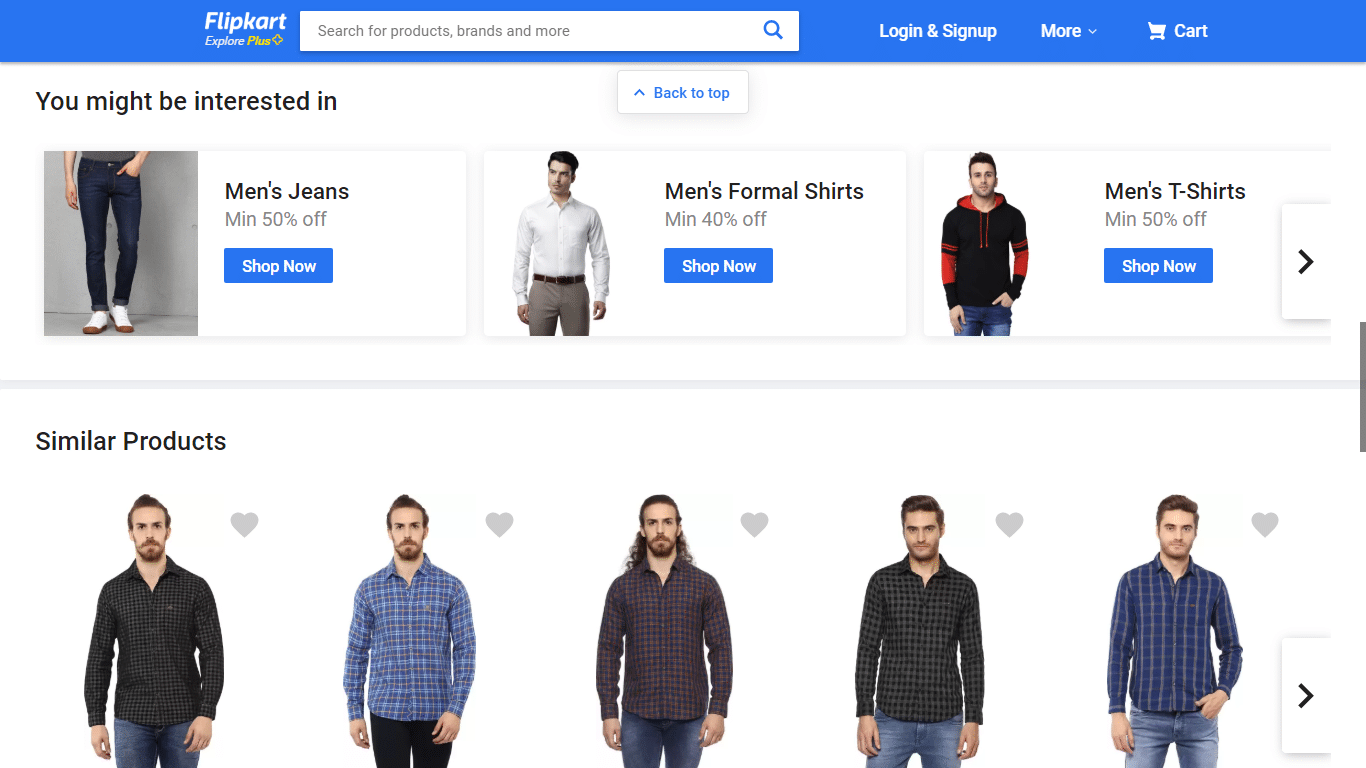 Flipkart offers personalized category suggestions