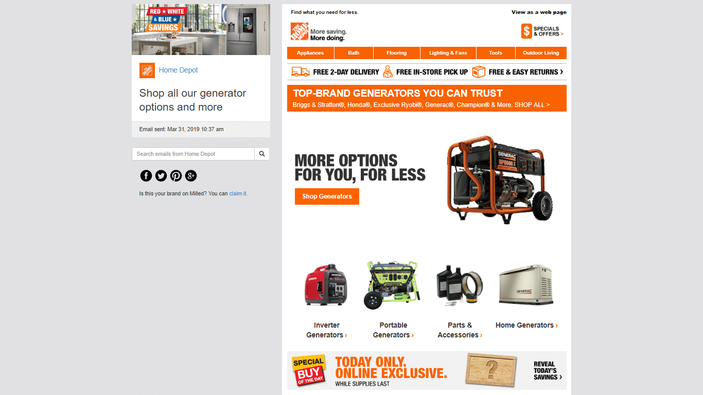 Home Depot tailors email offers and promotions to specific segments of your customer base