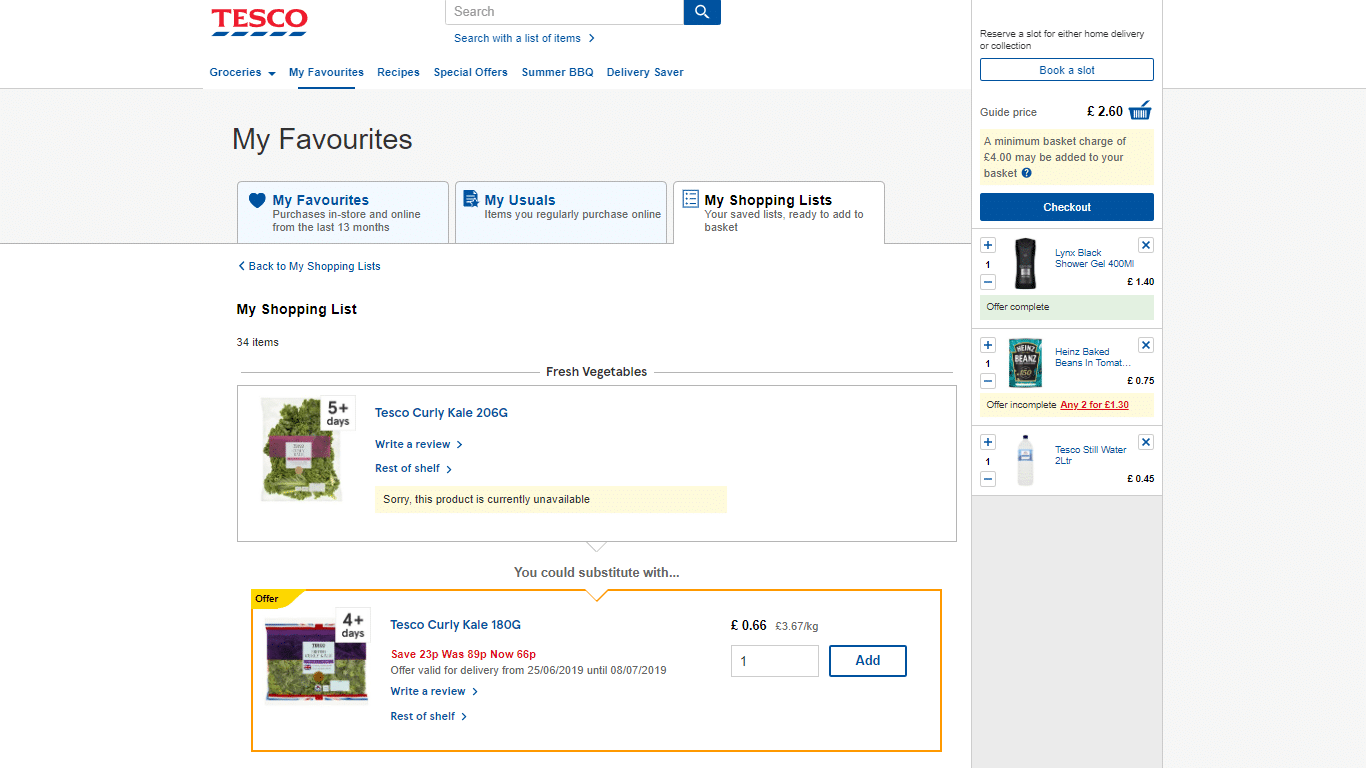 Tesco lets customers save lists of Items