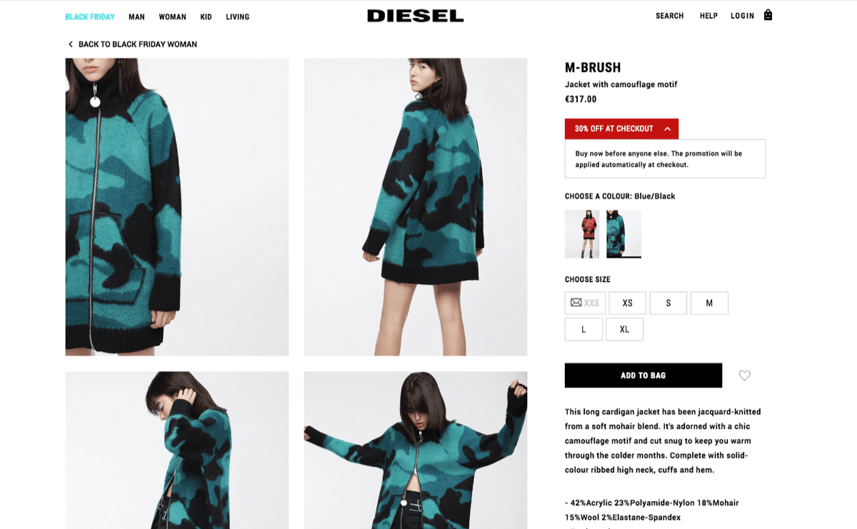 Diesel with their 30% at checkout Black Friday sale