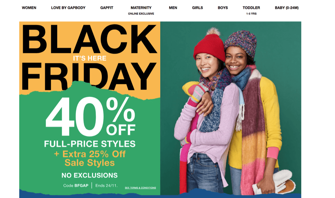 Gap clearly stating their discount
