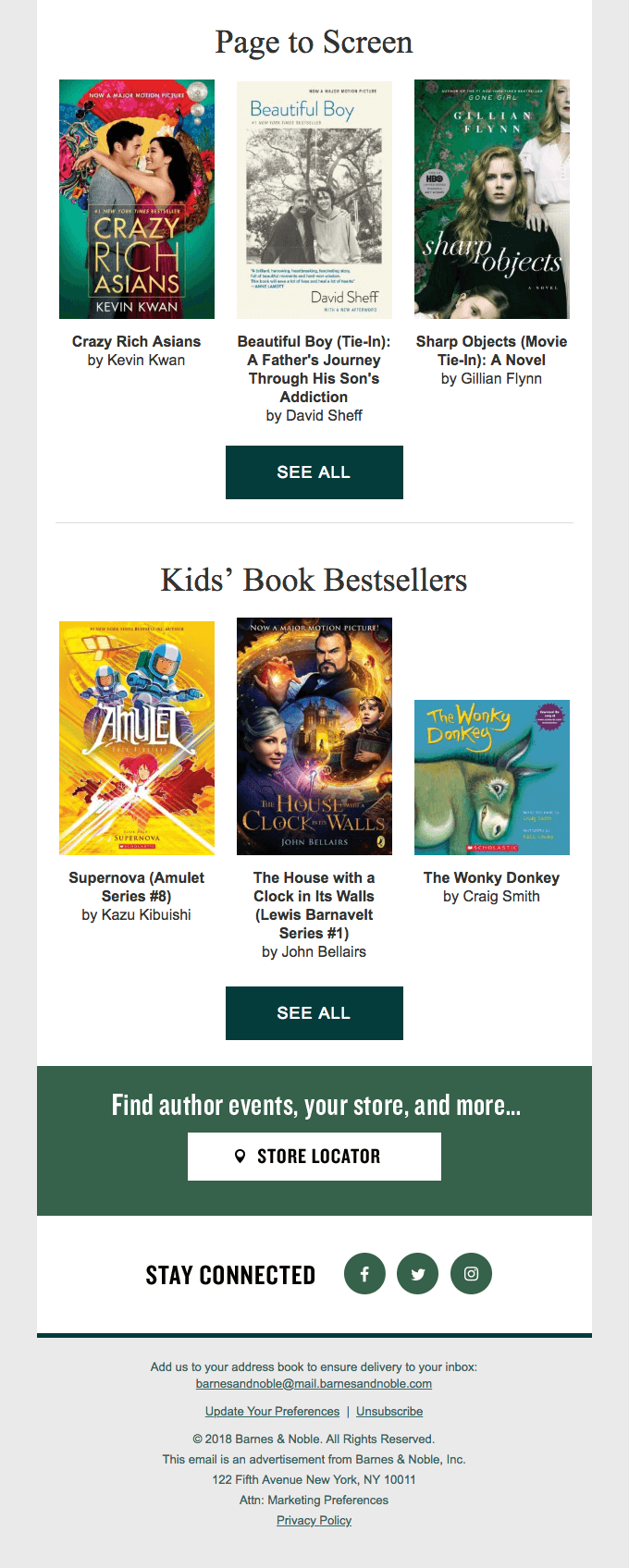 Barnes and Noble with their welcome email