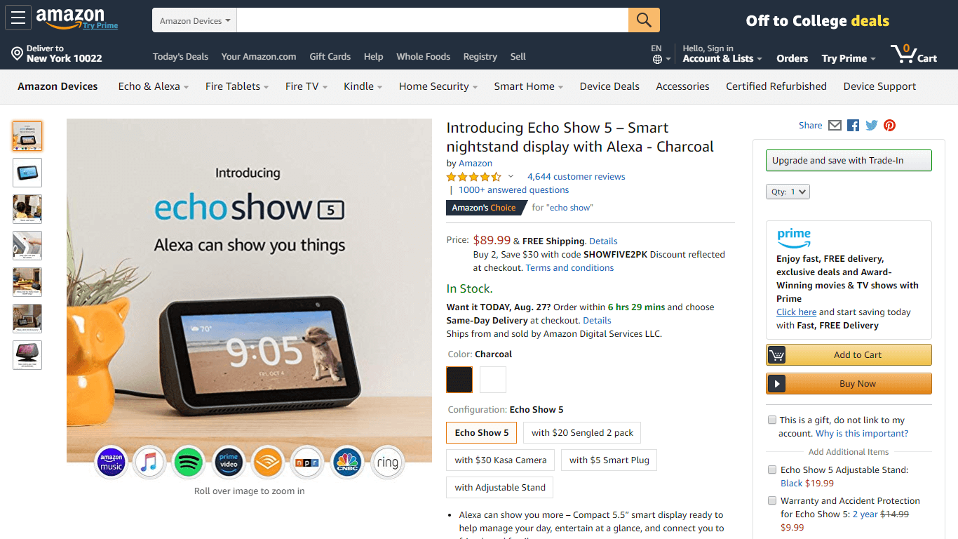 Amazon offers a "Buy Now" option for customers that want to avoid checkout. 