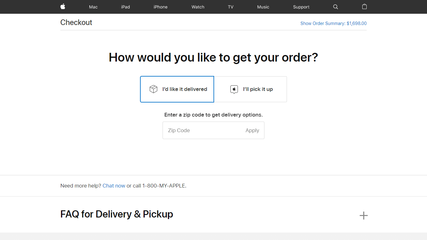 Apple includes a dedicated FAQ section on its delivery page