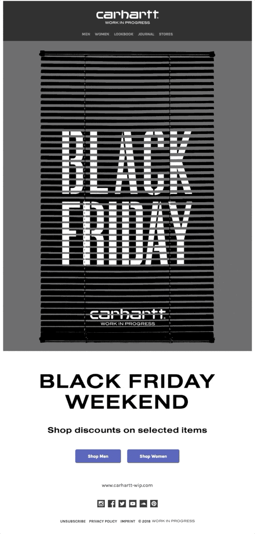 Carhartt and their Black Friday email