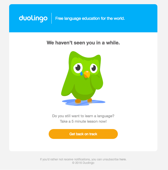Duolingo and their reengagement email