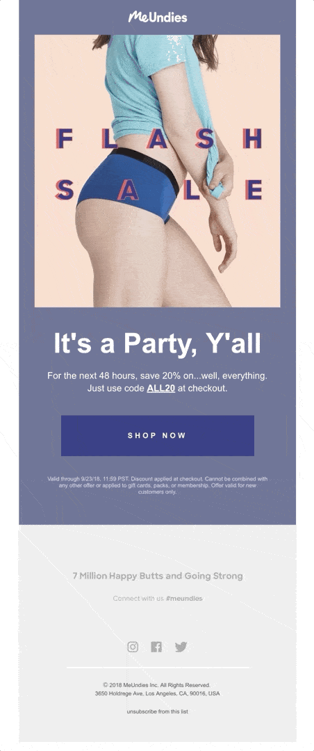 MeUndies and their sale email