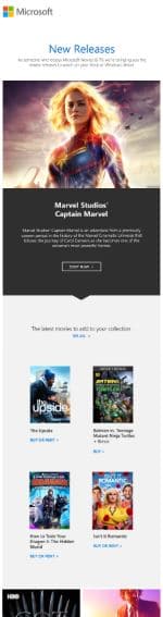 Microsoft Store giving several options in their newsletter