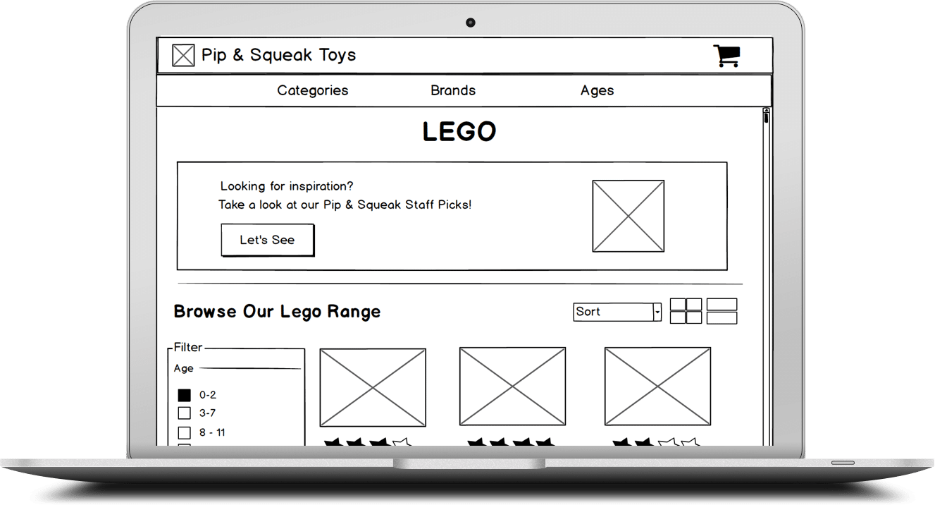 Wireframes used for visualizing user experience