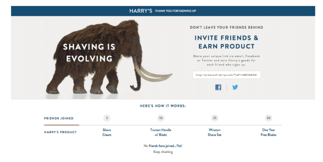 Harry's offers you a product in exchange for inviting friends