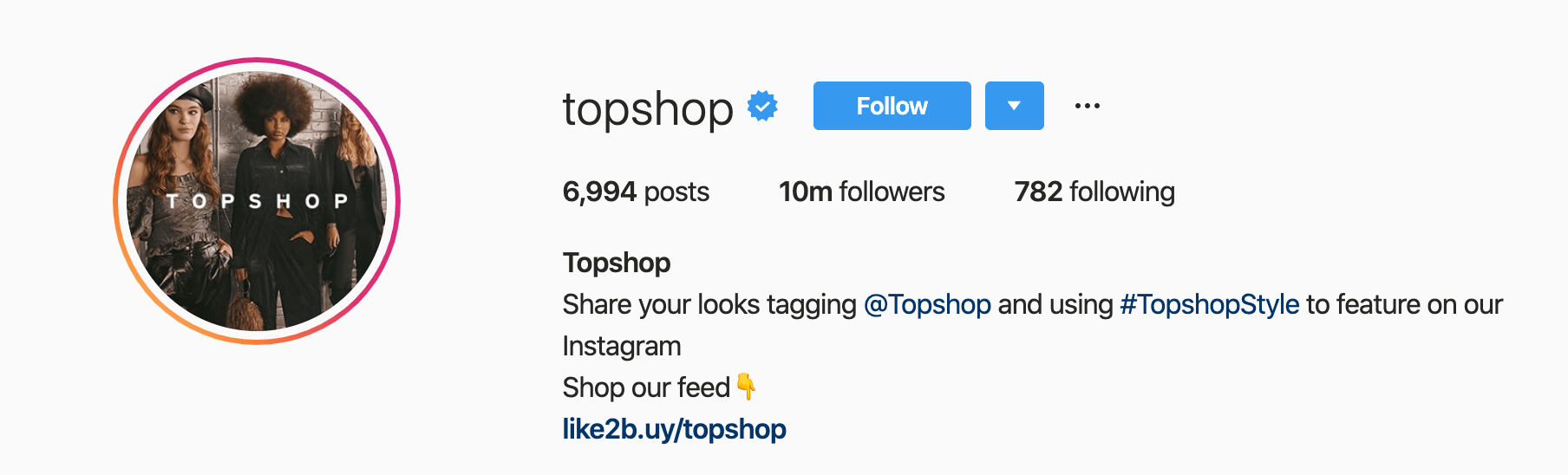TopShop and their dedicated hashtag