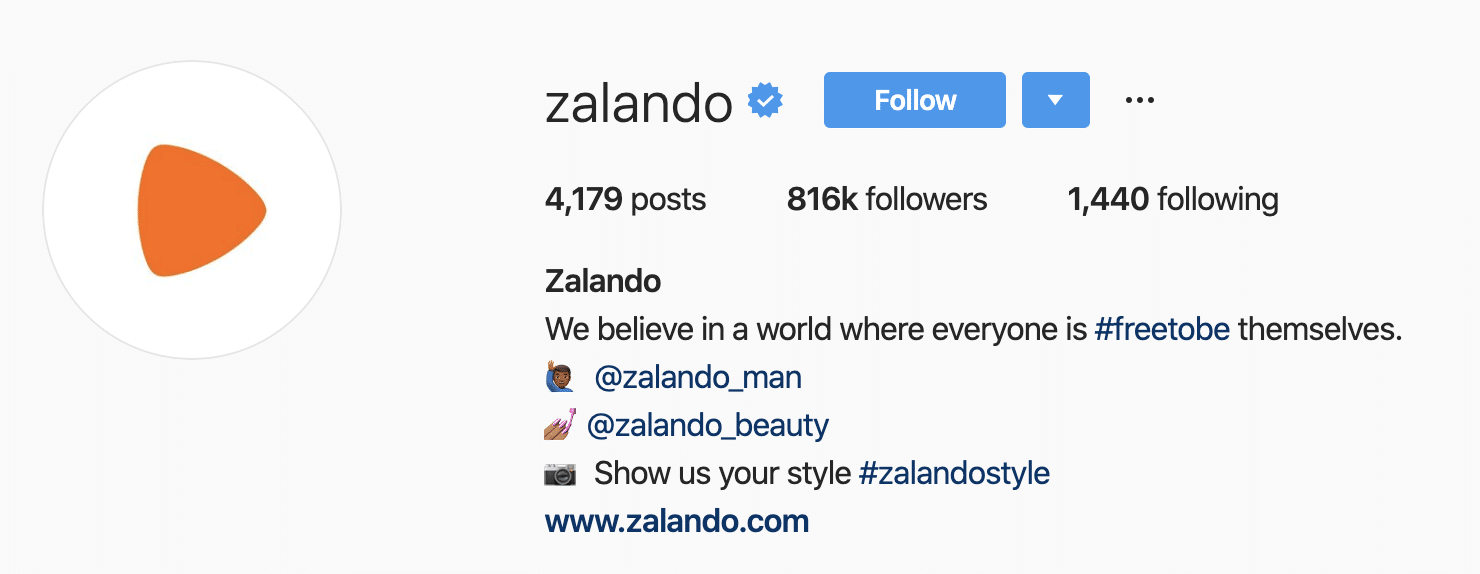 Zalando's dedicated hashtag