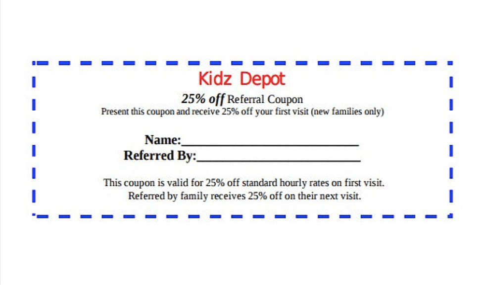 Example of referral coupon