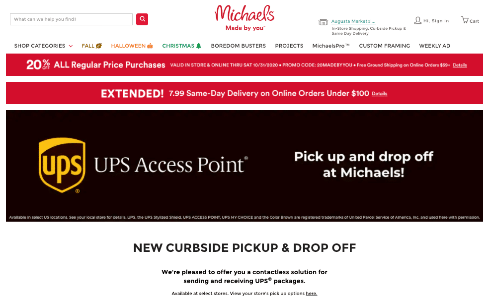 Michaels offers same-day store pickup
