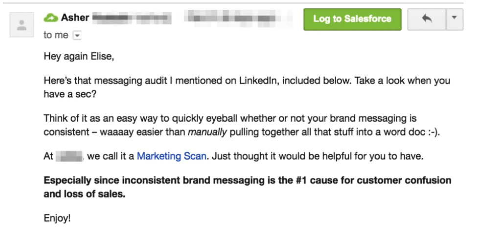 Example of social selling on LinkedIn Messaging for your reference