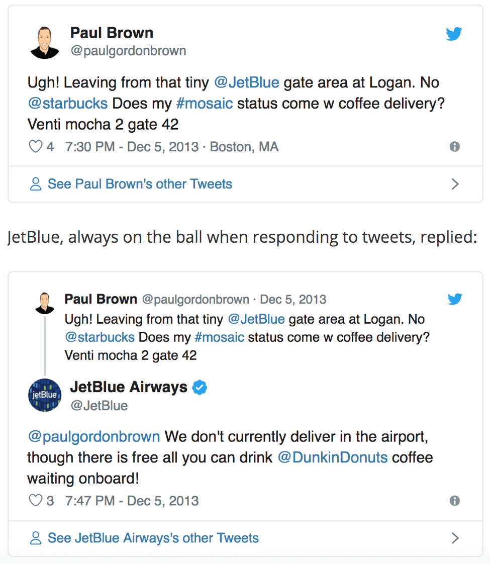 Example of a thoughtful CX response by JetBlue
